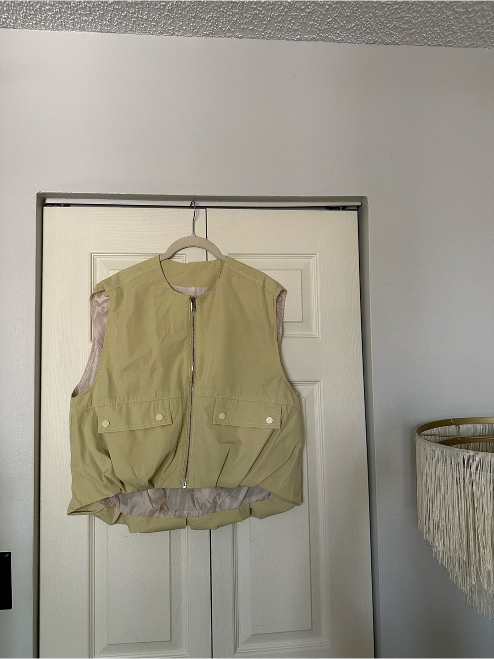 Commense Pale Green Sleeveless Zippered Vest